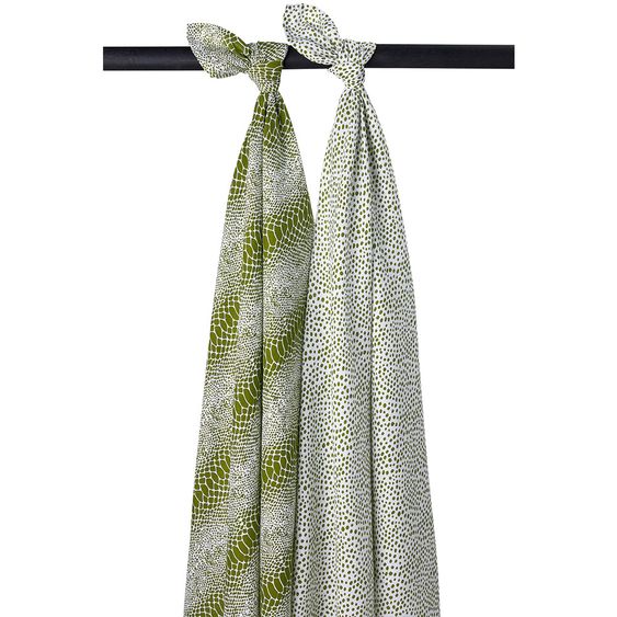 Meyco 2er Pack Swaddles 120 x 120 cm - Snake Cheetah - Avocado