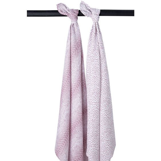 Meyco 2er Pack Swaddles 120 x 120 cm - Snake Cheetah - Lilac