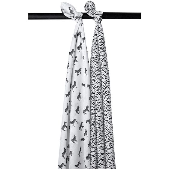 Meyco 2er Pack Swaddles 120 x 120 cm - Zebra Cheetah - Grau