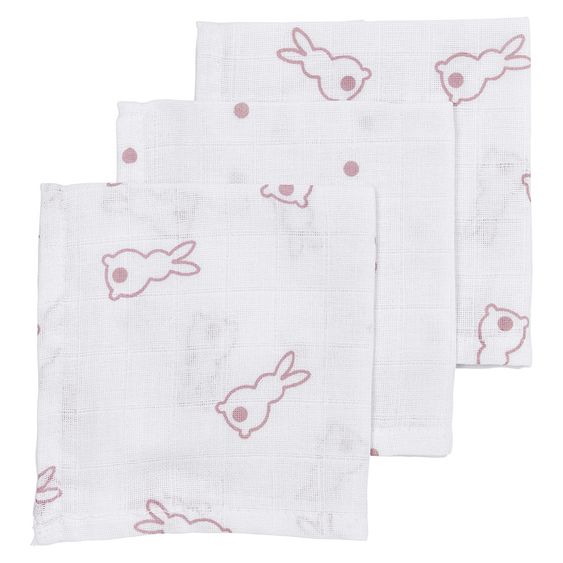 Meyco 3er Pack Mull-Pflegetücher X Mrs. Keizer 30 x 30 cm - Rabbits - Lilac
