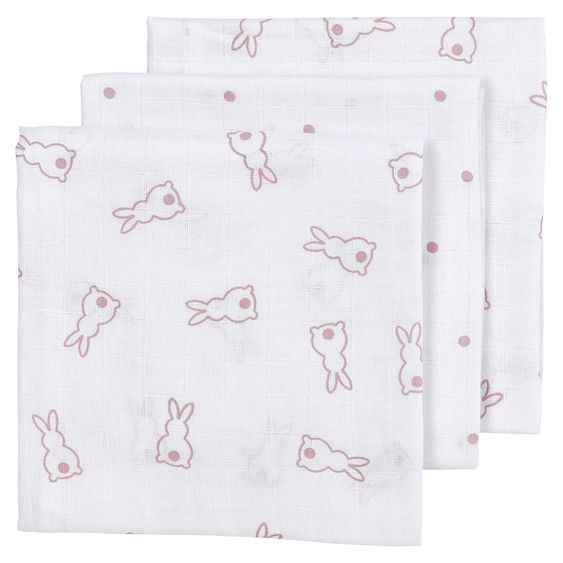 Meyco 3er Pack Mulltücher X Mrs. Keizer 70 x 70 cm - Rabbits - Lilac