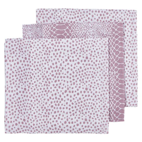 Meyco 3er Pack Mullwindeln 70 x 70 cm - Snake Cheetah - Lilac