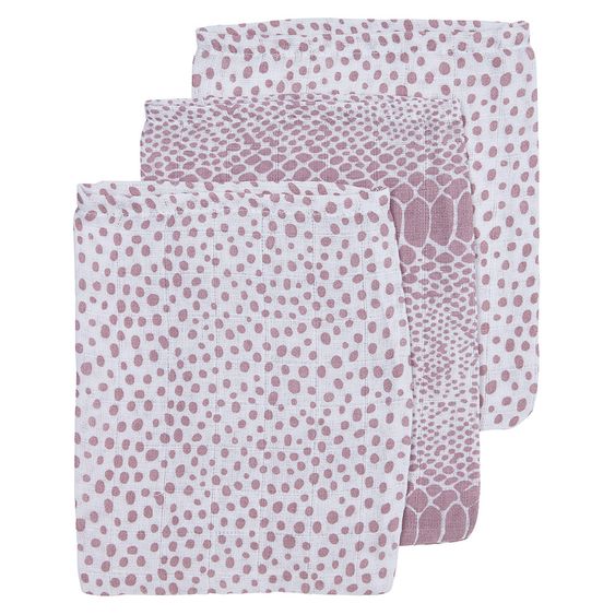 Meyco 3er Pack Waschhandschuh 20 x 17 cm - Snake Cheetah - Lilac