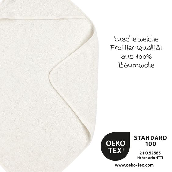 Meyco 4-pc. Bath Set Hooded Bath Towel & 3 Washcloths 30 x 30 cm - Sweet Heart - Offwhite