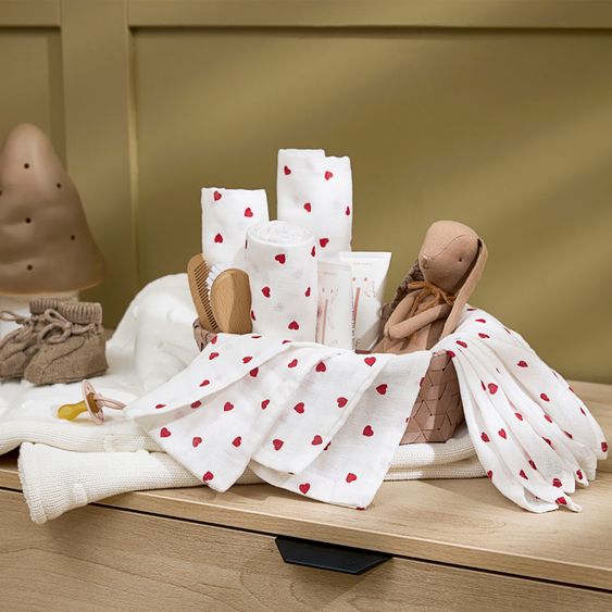 Meyco 4-pc. Bath Set Hooded Bath Towel & 3 Washcloths 30 x 30 cm - Sweet Heart - Offwhite