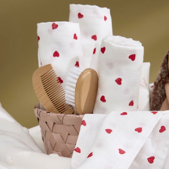 Meyco 4-pc. Bath Set Hooded Bath Towel & 3 Washcloths 30 x 30 cm - Sweet Heart - Offwhite