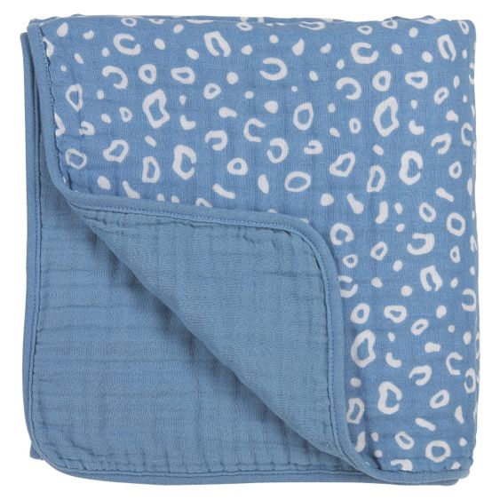 Meyco Baby blanket / cuddly blanket / multifunctional scarf with reversible function 120 x 120 cm - Bubbles Denim