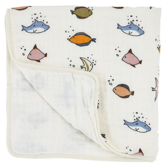 Meyco Baby blanket / cuddly blanket / multifunctional scarf with reversible function 120 x 120 cm - Sea