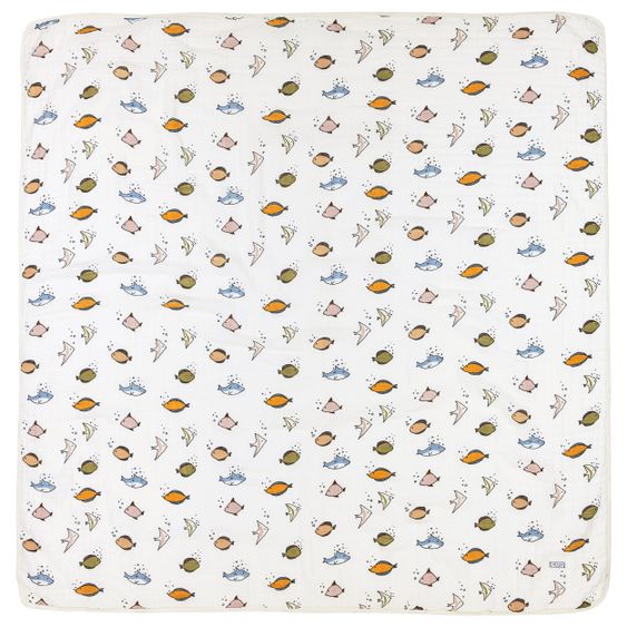 Meyco Babydecke / Kuscheldecke / Multifunktionstuch mit Wendefunktion 120 x 120 cm - Sea