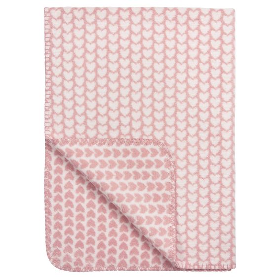 Meyco Baumwoll-Decke 75 x 100 cm - Herzchen - Rosa