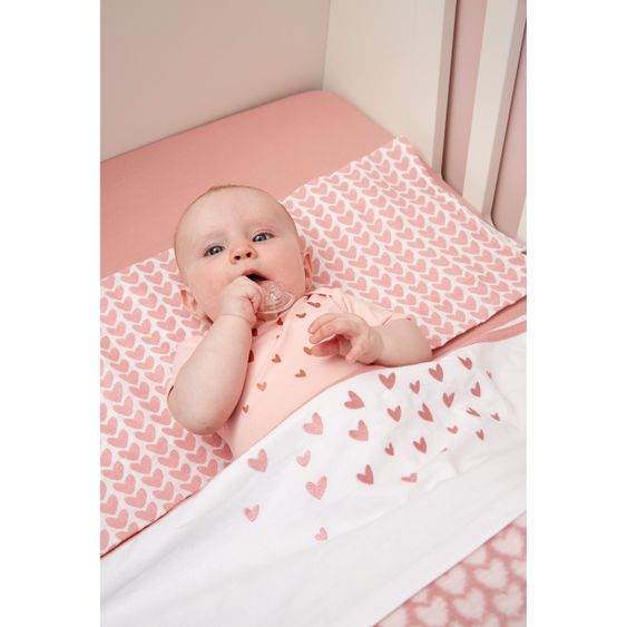 Meyco Baumwoll-Decke 75 x 100 cm - Herzchen - Rosa
