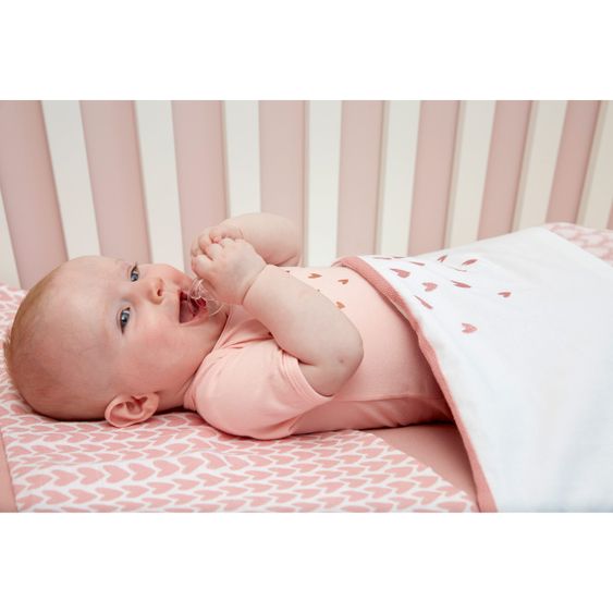 Meyco Baumwoll-Decke 75 x 100 cm - Herzchen - Rosa