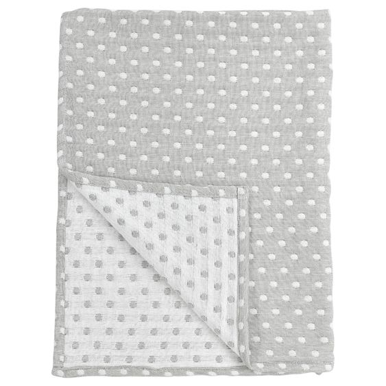 Meyco Baumwoll-Decke 75 x 100 cm - Little Dots - Grau Melange