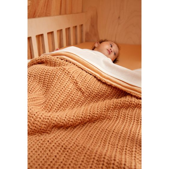 Meyco Cotton blanket 75 x 100 cm - Patent knit - Warm Sand