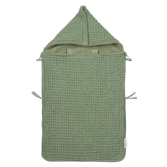 Meyco Fußsack für Babyschale - Waffel Teddy - Olive Green