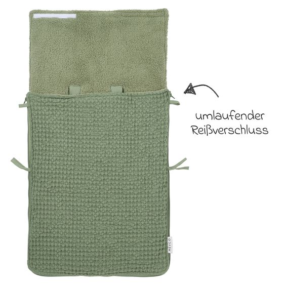 Meyco Fußsack für Babyschale - Waffel Teddy - Olive Green