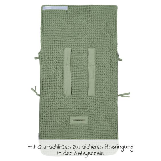 Meyco Fußsack für Babyschale - Waffel Teddy - Olive Green