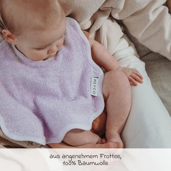 Meyco Bavaglini con velcro 2 pezzi Spugna 25 x 34 cm - Wavy - Soft Lavender