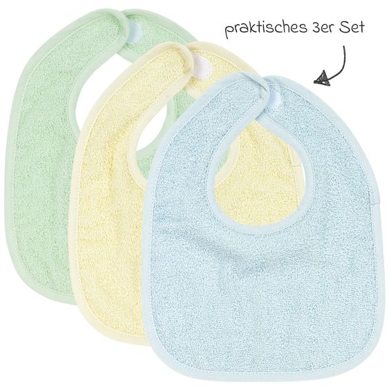 Meyco Klettlätzchen 3er Pack - Soft Mint, Soft Yellow & Light Blue