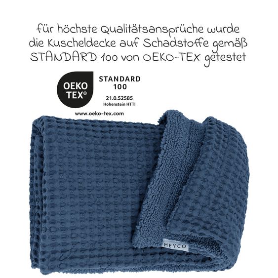 Meyco Kuscheldecke Teddy 75 x 100 cm - Waffel - Indigo