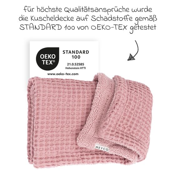 Meyco Teddy cuddly blanket 75 x 100 cm - Waffle - Old Pink