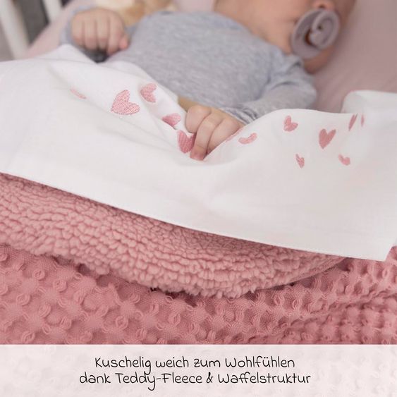 Meyco Teddy cuddly blanket 75 x 100 cm - Waffle - Old Pink