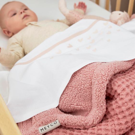 Meyco Teddy cuddly blanket 75 x 100 cm - Waffle - Old Pink