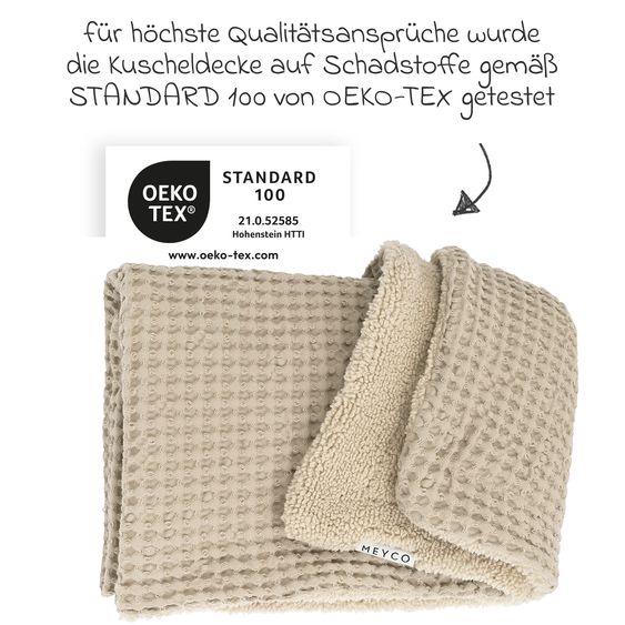 Meyco Kuscheldecke Teddy 75 x 100 cm - Waffel - Sand