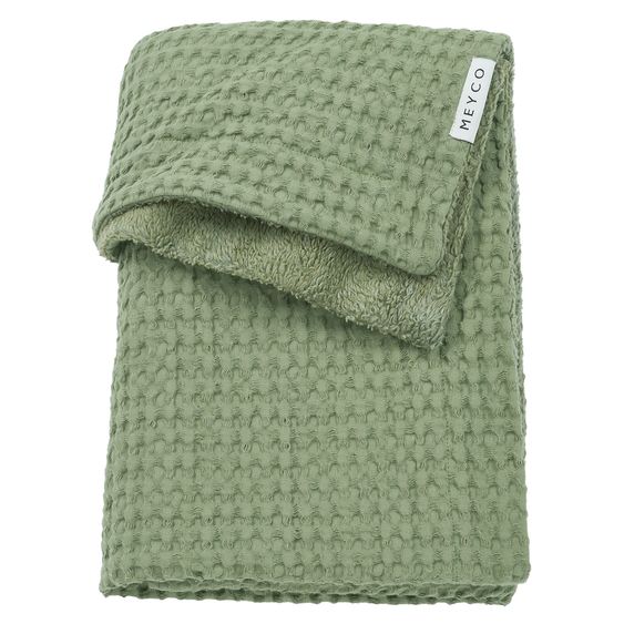 Meyco Kuscheldecke Teddy 75 x 100 cm - Waffle - Olive Green