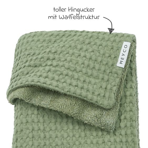 Meyco Teddy cuddly blanket 75 x 100 cm - Waffle - Olive Green