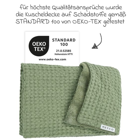 Meyco Coperta Teddy 75 x 100 cm - Waffle - Verde oliva