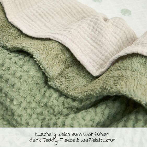 Meyco Teddy cuddly blanket 75 x 100 cm - Waffle - Olive Green