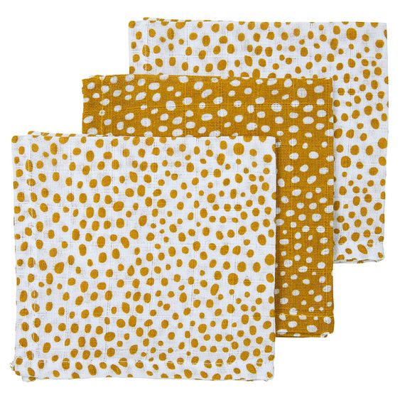Meyco Mulltuch / Waschtuch - 3er Pack - 30 x 30 cm - Cheetah - Honey Gold