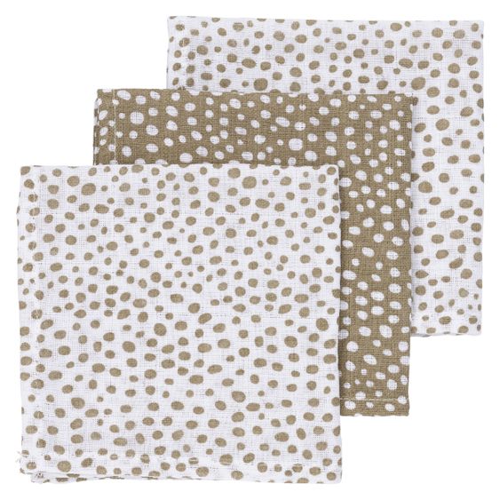 Meyco Mulltuch / Waschtuch - 3er Pack 30 x 30 cm - Cheetah - Taupe
