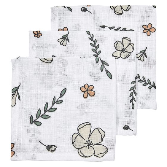 Meyco Mulltuch / Waschtuch - 3er Pack - 30 x 30 cm - Floral