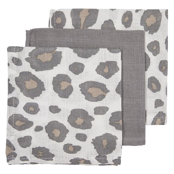 Meyco Mulltuch / Waschtuch - 3er Pack - 30 x 30 cm - Panther