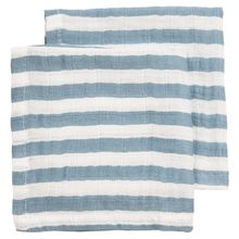Gaze De Coton / Lingette / Linge À Rejeter Lot De 2 Mousseline Pré-Lavée 30 x 30 Cm - Rayure Grasse - Jeans Bleu