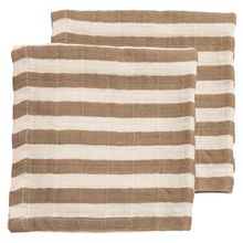 Gaze De Coton / Lingette / Linge À Rejeter Lot De 2 Mousseline Pré-Lavée 30 x 30 Cm - Rayure Grasse - Taupe
