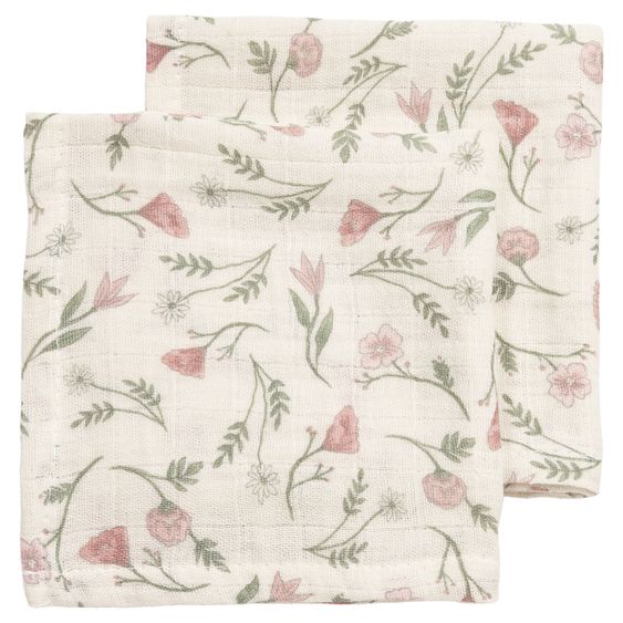 Meyco Gaze De Coton / Lingette / Linge À Rejeter Lot De 2 Mousseline Pré-Lavée 30 x 30 Cm - Flower