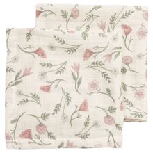 Gaze De Coton / Lingette / Linge À Rejeter Lot De 2 Mousseline Pré-Lavée 30 x 30 Cm - Flower