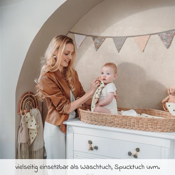 Meyco Mulltuch / Waschtuch / Spucktuch Confezione da 2 Mussola Prelavata 30 x 30 cm - Sweet Heart - Soft Sand / Black