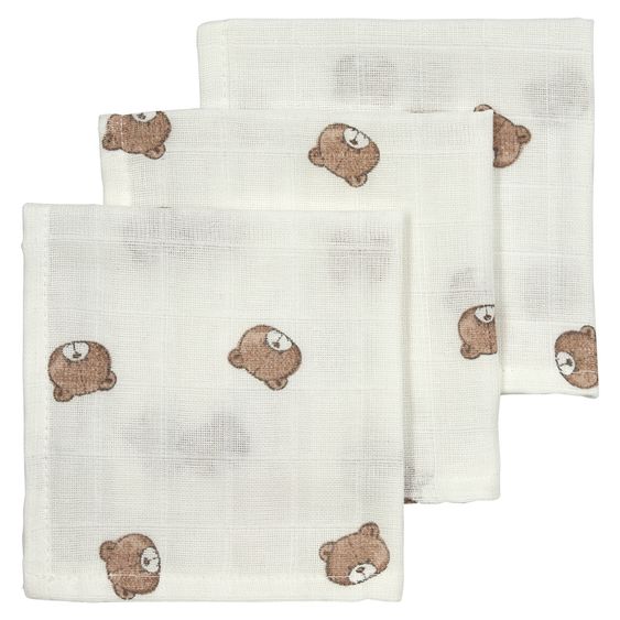 Meyco Mulltuch / Waschtuch / Spucktuch 3er Pack Musselin 30 x 30 cm - Bear