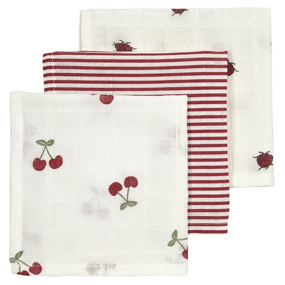 Meyco Mulltuch / Waschtuch / Spucktuch 3er Pack Musselin 30 x 30 cm - Girly Garden