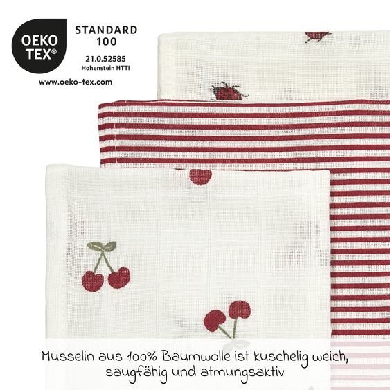 Meyco Mulltuch / Waschtuch / Spucktuch 3er Pack Musselin 30 x 30 cm - Girly Garden