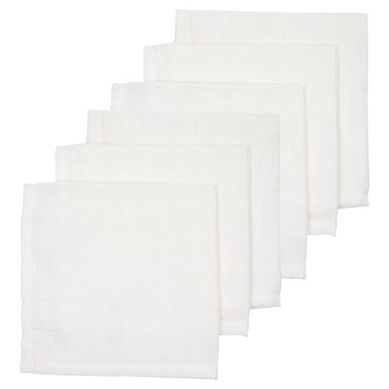 Meyco Set 6 Panni Mussola / Asciugamano / Bavaglino Mussola 30 x 30 cm - Bianco