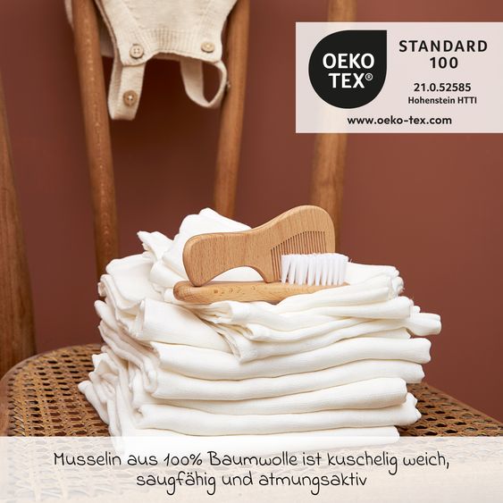 Meyco Set 6 Panni Mussola / Asciugamano / Bavaglino Mussola 30 x 30 cm - Bianco