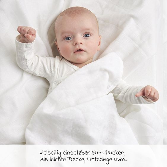 Meyco Mullwindel / Mulltuch / Pucktuch / Swaddle 10er Pack 70 x 70 cm - Weiß