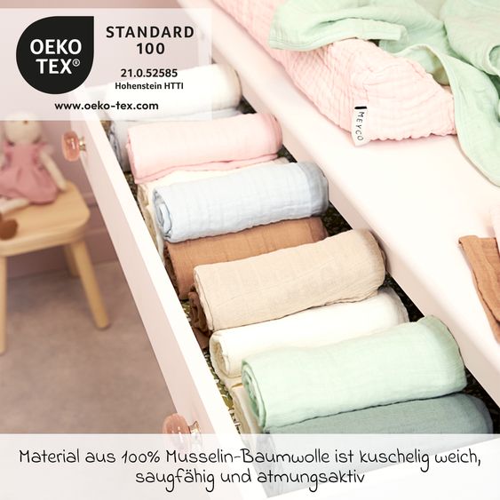 Meyco Mullwindel / Mulltuch / Pucktuch / Swaddle 10er Pack 70 x 70 cm - Weiß