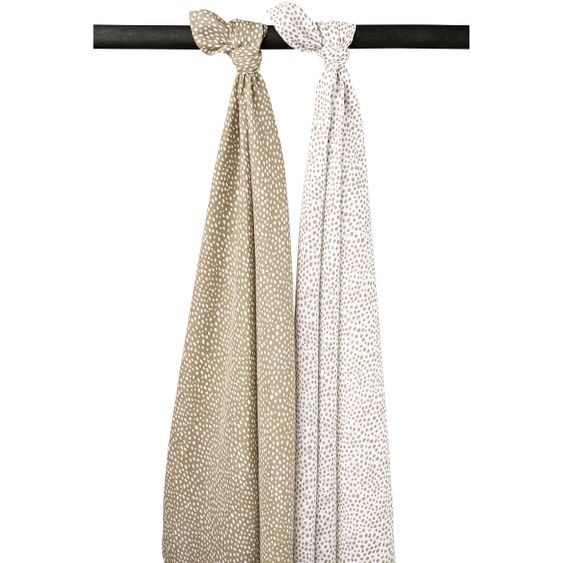 Meyco Mullwindel / Mulltuch / Pucktuch - Swaddle - 2er Pack 120 x 120 cm - Cheetah - Taupe