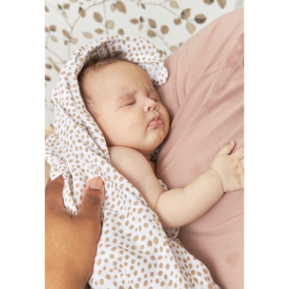 Meyco Mullwindel / Mulltuch / Pucktuch - Swaddle - 2er Pack 120 x 120 cm - Cheetah - Taupe